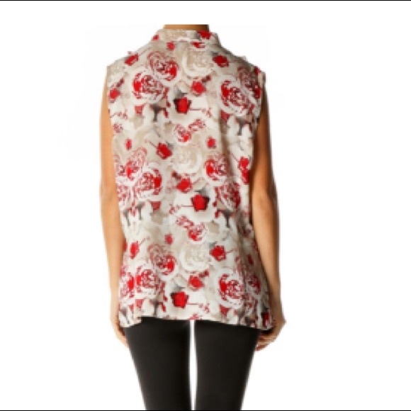 NWOT TAHARI || Beige Floral Print Retro Shirt size Petite Large - Picture 9 of 9